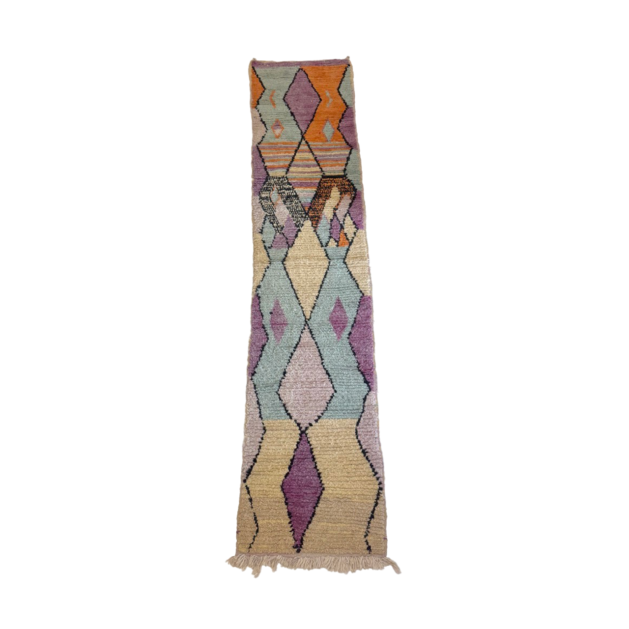 Pastel colored abstract diamond runner rug