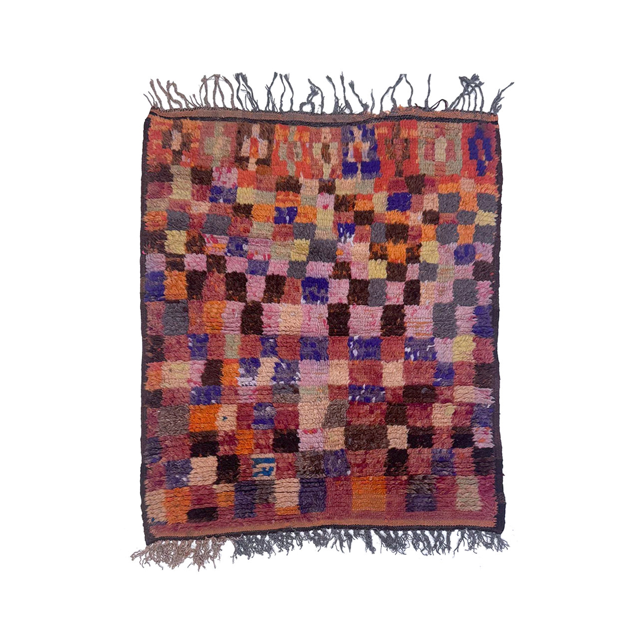 Fall-colored checkered throw rug