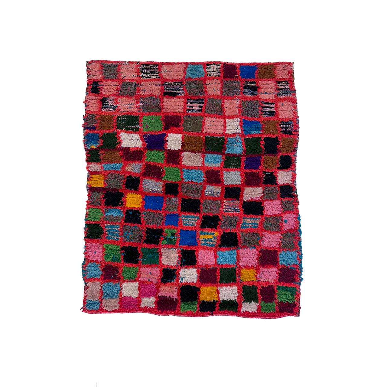 Small multicolored checkered throw rug