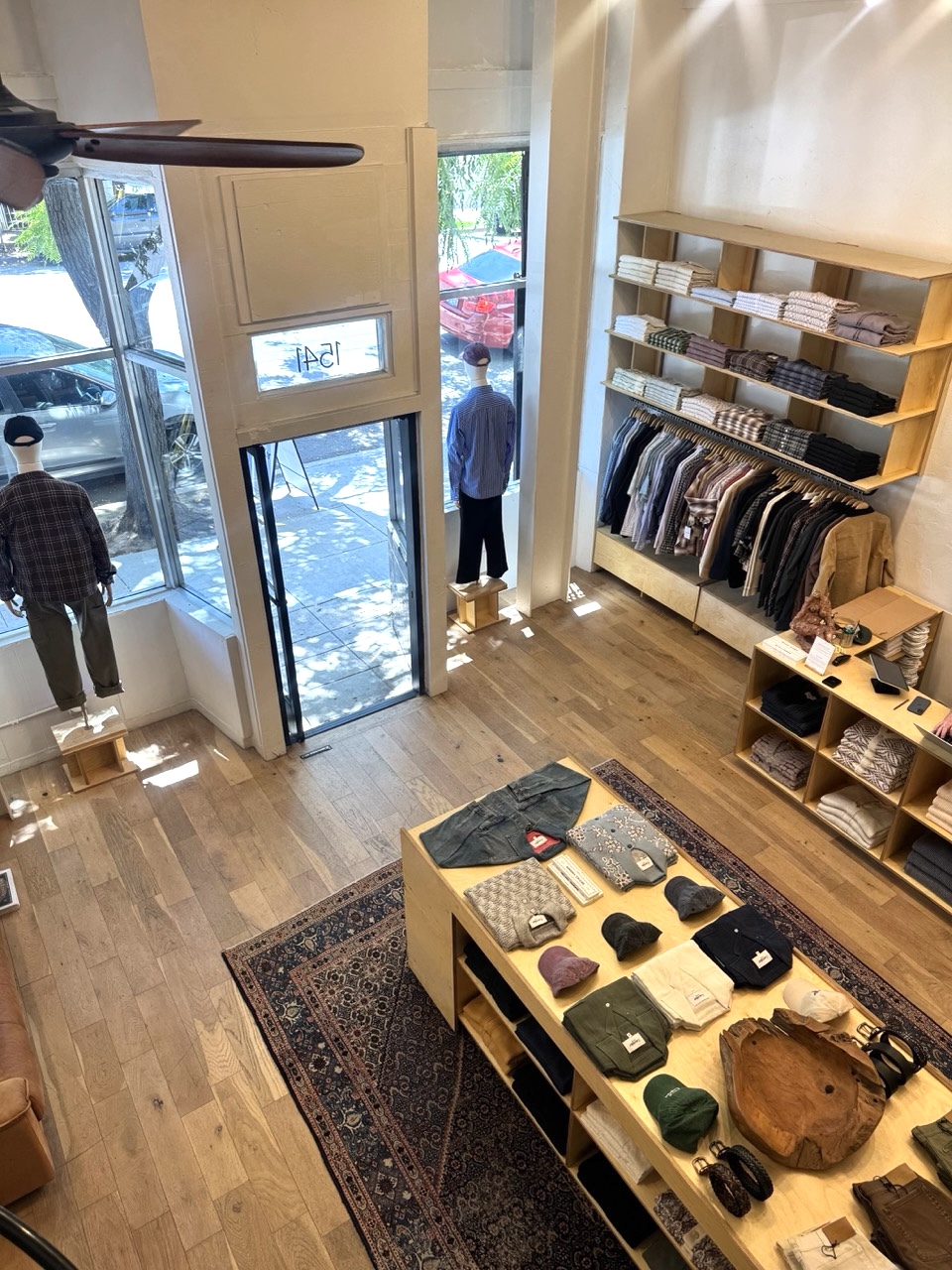 Checkered rugs on the floor in Kantara's Rug Room